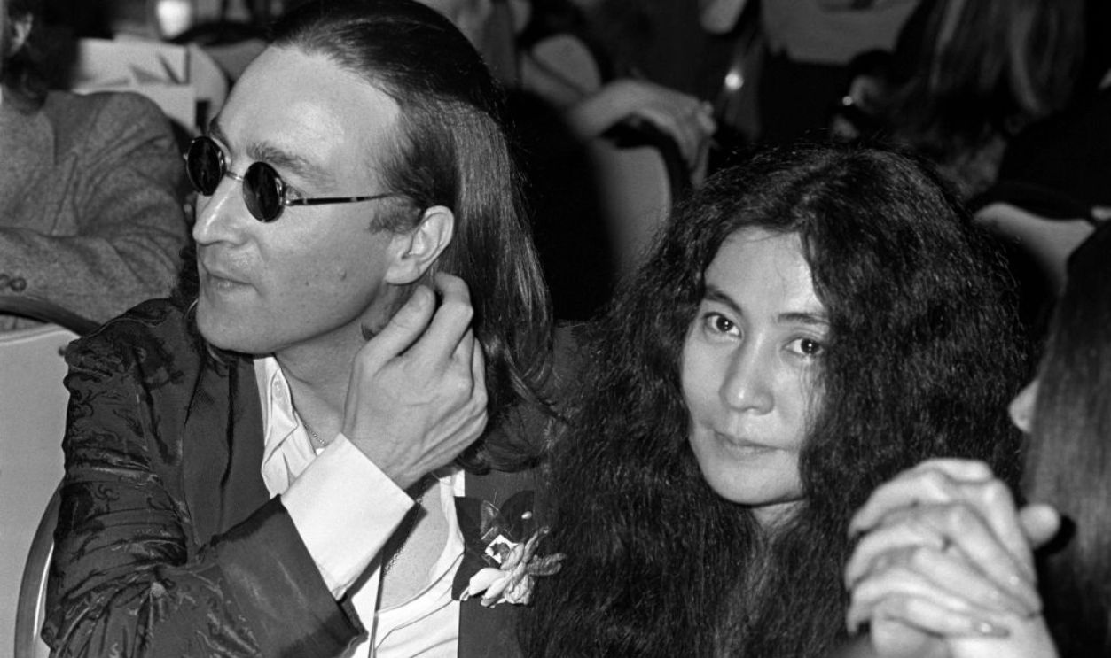 John Lennon and Yoko Ono attend the Academy of Arts and Television dinner. 