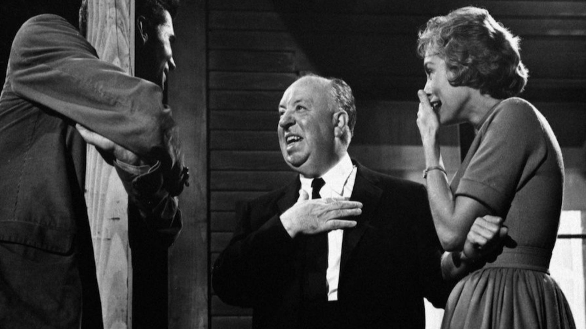 Anthony Perkins, Alfred Hitchcock & Janet Leigh on Psycho (1960) Set