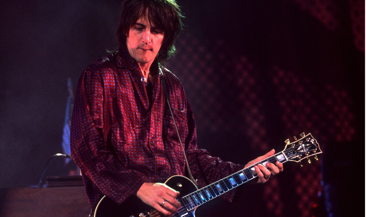 Izzy Stradlin of Guns and Roses at the Steel Wheels Pay Per View Concert at Trump Casino in Atlantic City, New Jersey, December 19, 1989 .