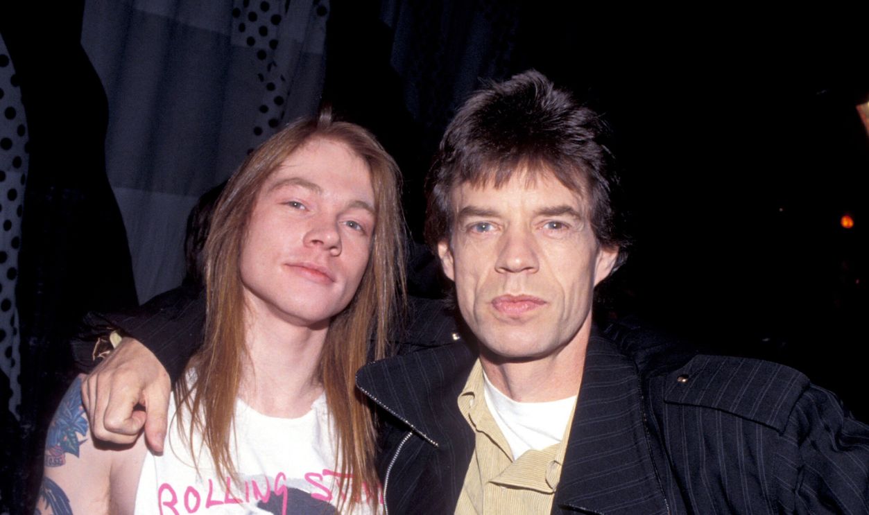 Axl Rose of Guns N' Roses and Mick Jagger of the Rolling Stones at the Trump Casino in Atlantic City, New Jersey