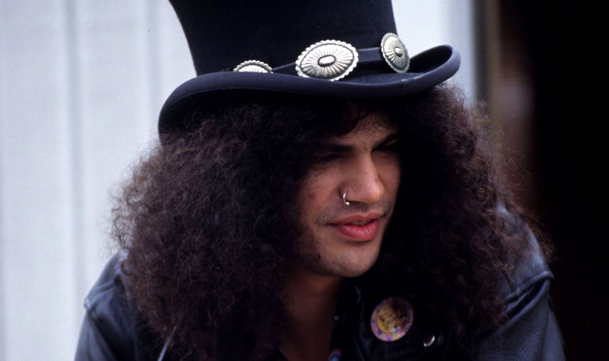 Slash attends Woodstock '94 on August 13, 1994 in Saugerties, New York.