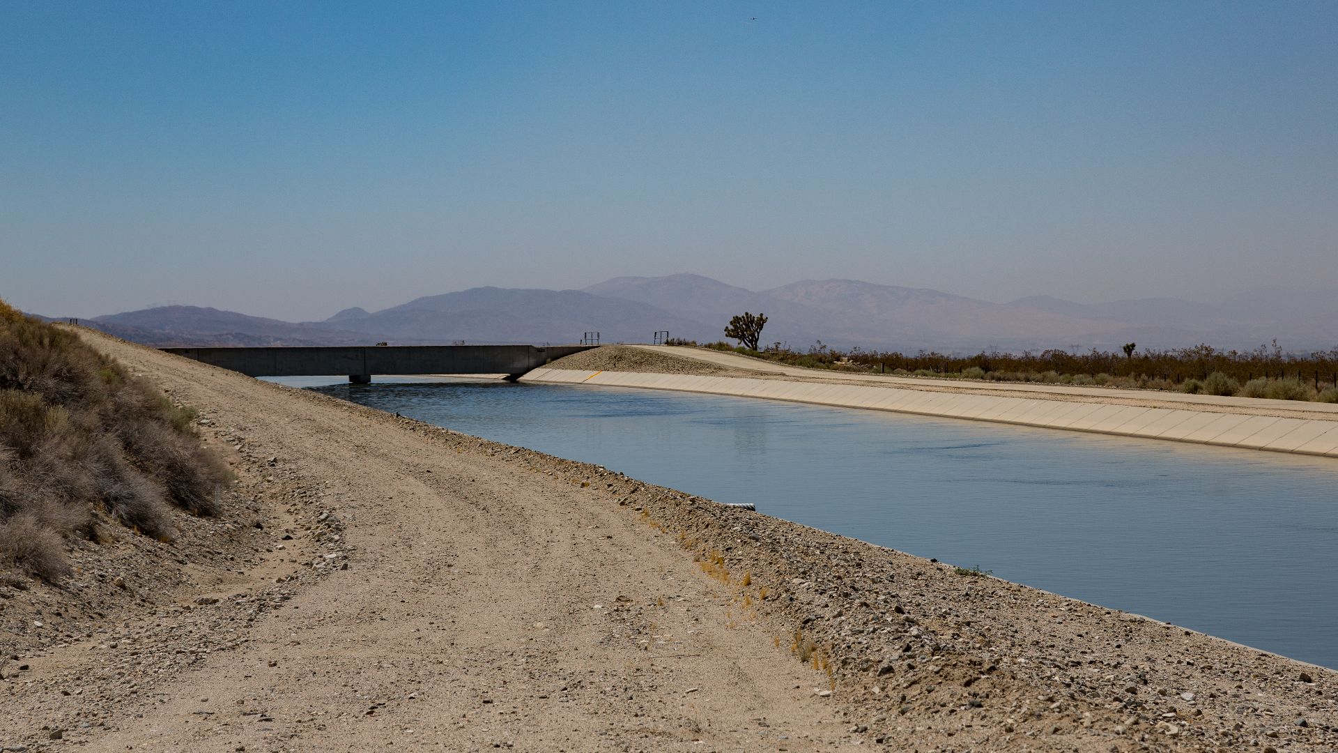 An aqueduct as seen from Largo Vista Road, near Llano, California - near Los Angeles.