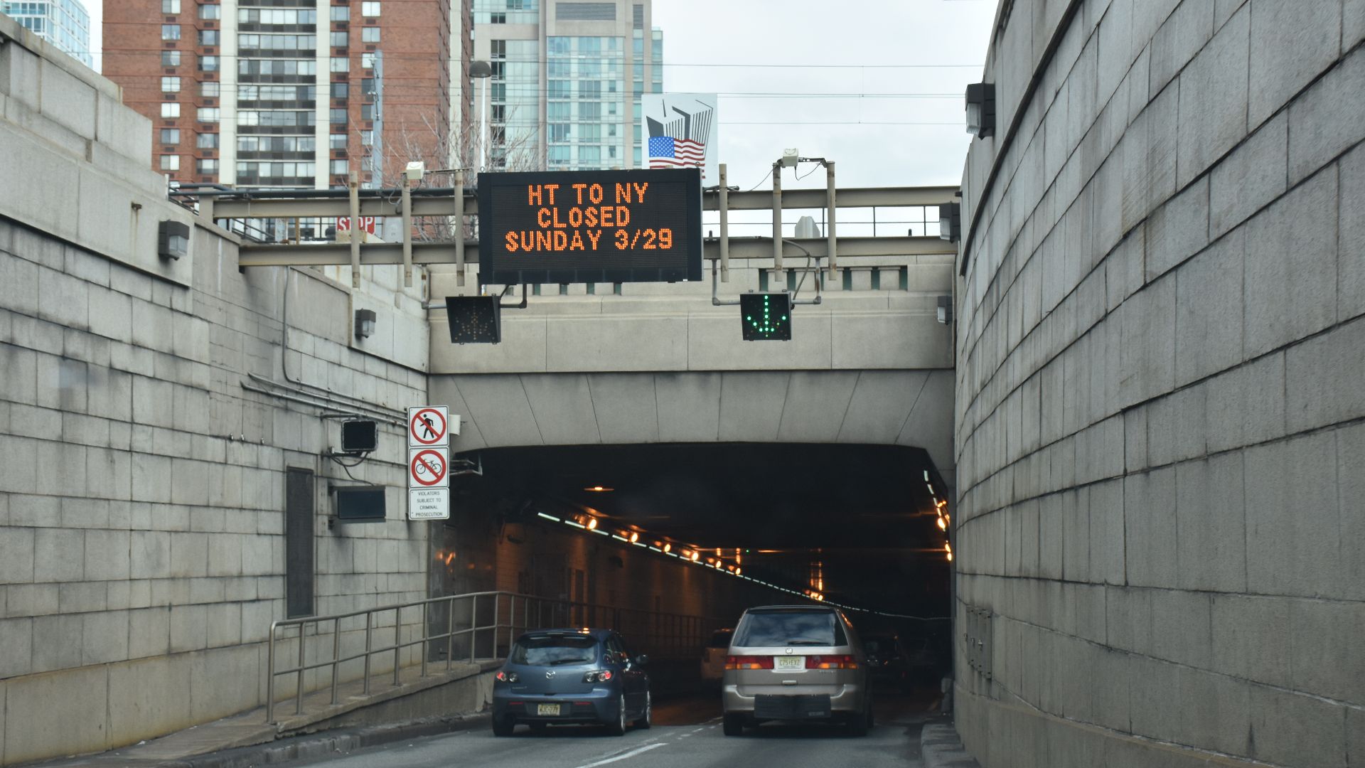 Entrance to Holland Tunnel in New Jersey in March 2015.