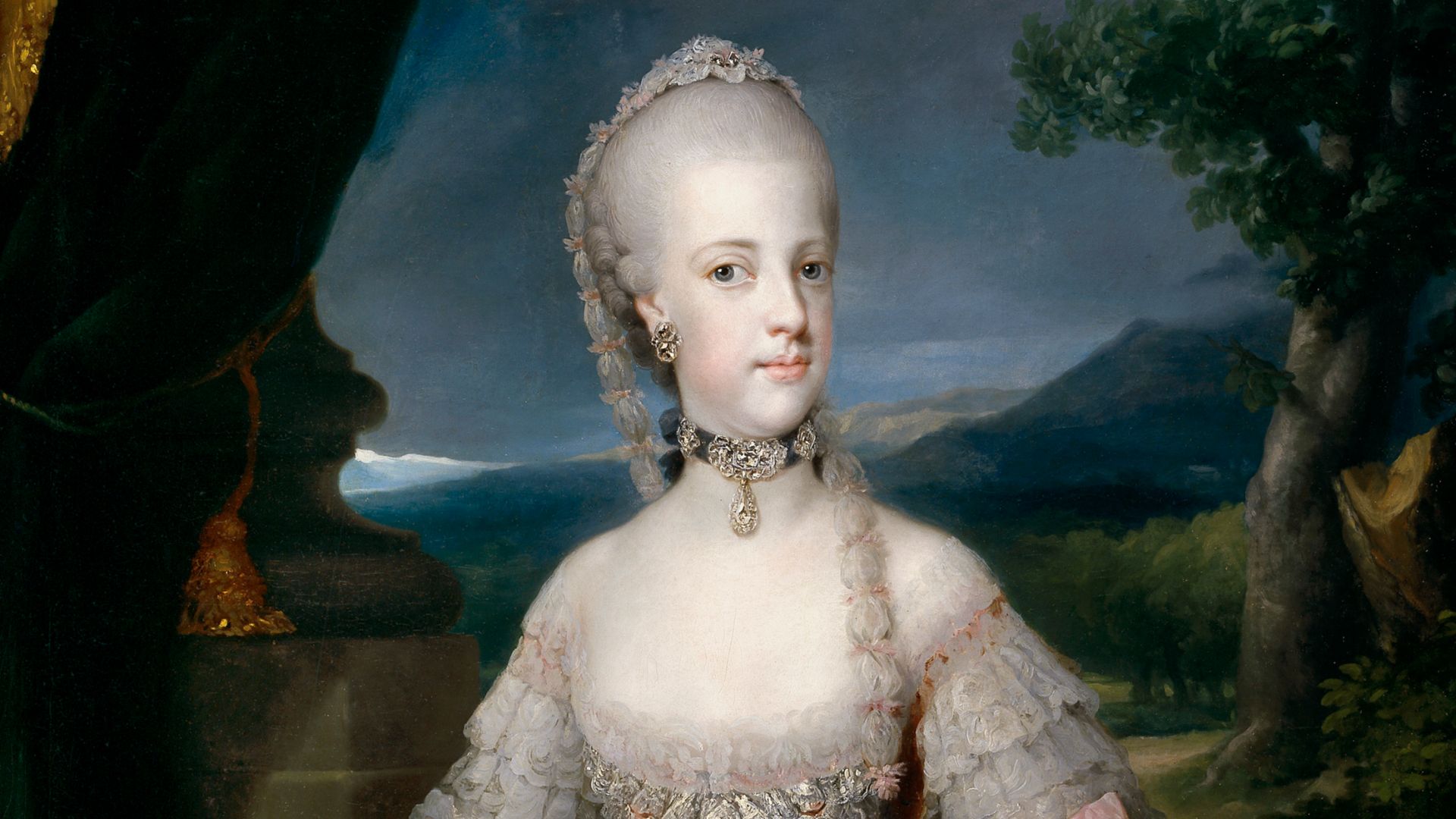 Retrato de María Carolina de Austria (1752-1814), que fue hija del emperador Francisco I del Sacro Imperio Romano Germánico y de la emperatriz María Teresa I de Austria y reina consorte de Nápoles por su matrimonio con el rey Fernando I de las Dos Sicilia