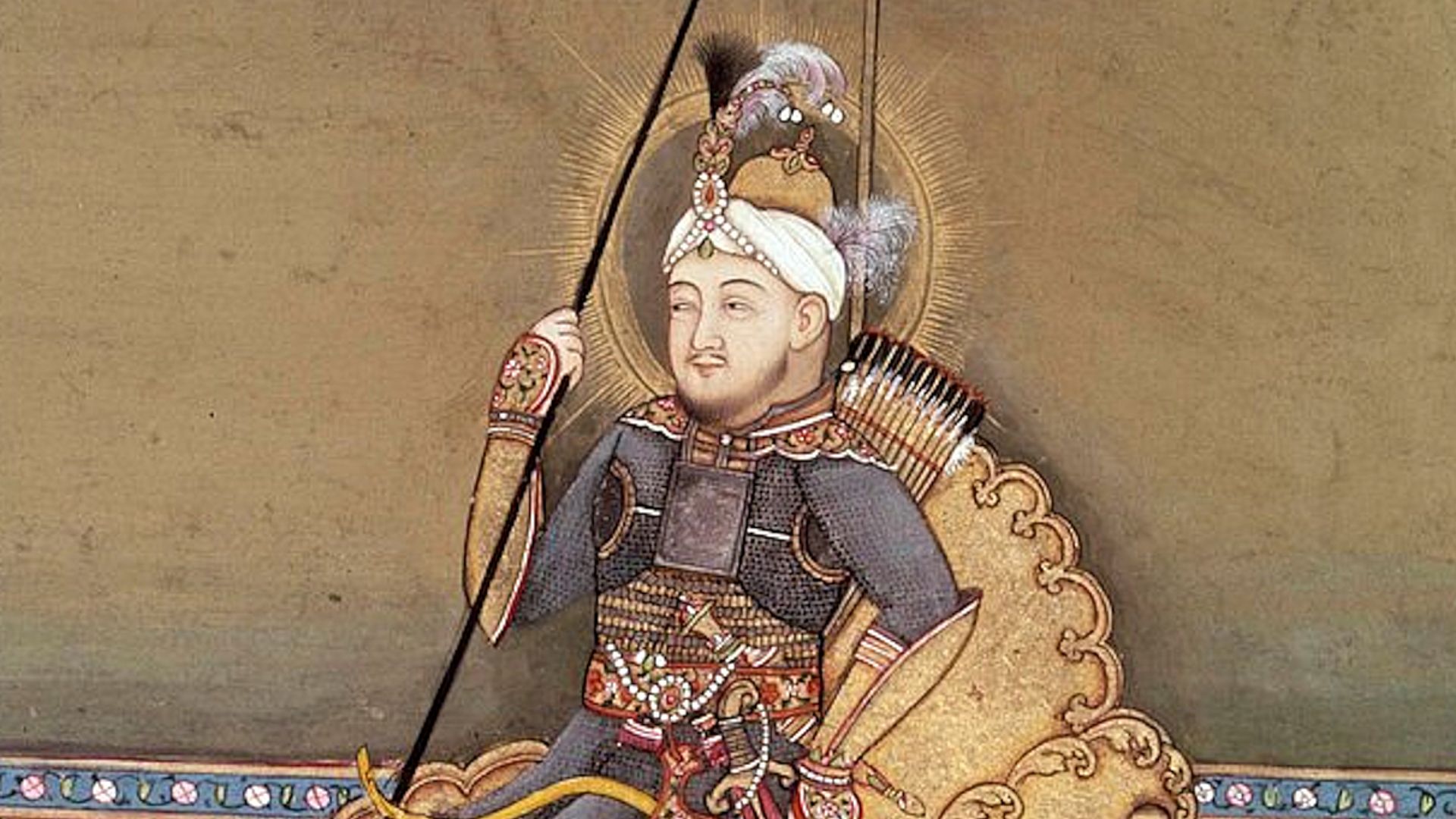 Portrait of Mongolian chief Tamerlan (1336-1405) (or Timur Lang, Timur the lame). Tamerlane (1336-1404) from an album of portraits of Moghul emperors (1774). Paris, B.N