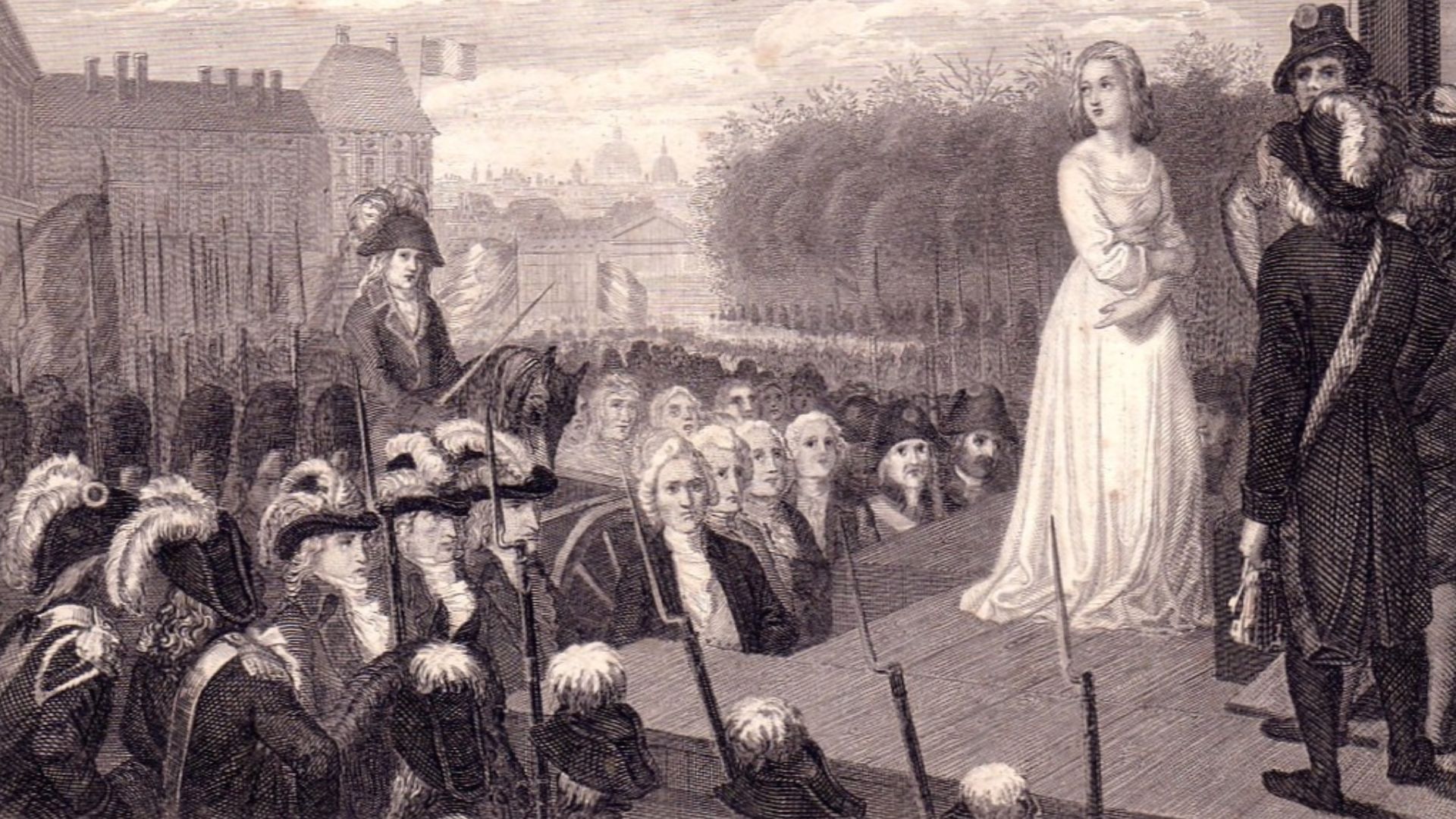 Marie Antoinette before her execution, steel engraving.