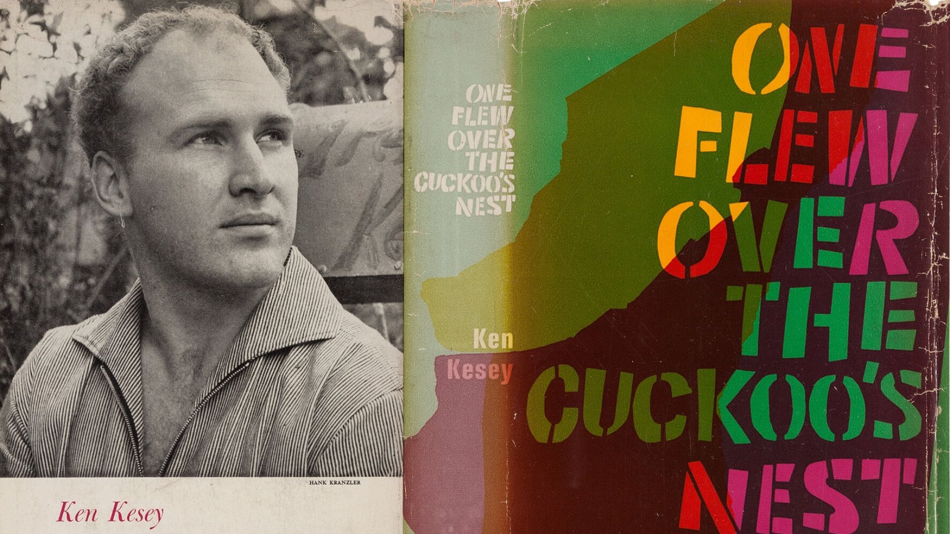 Dust jacket of the first edition of One Flew Over the Cuckoo's Nest by Ken Kesey. No copyright markings on the dust jacket, which required a separate notice from the book itself.