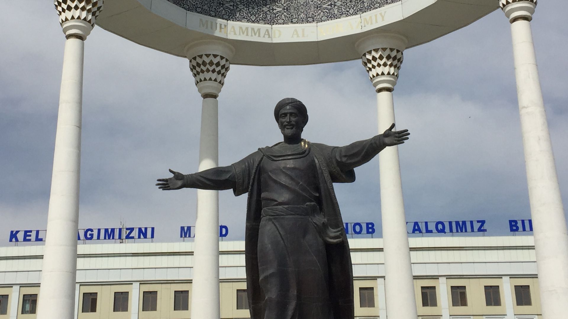 Monument for Muhammad ibn Musa al-Khwarizmi in Urgench (May 2019)