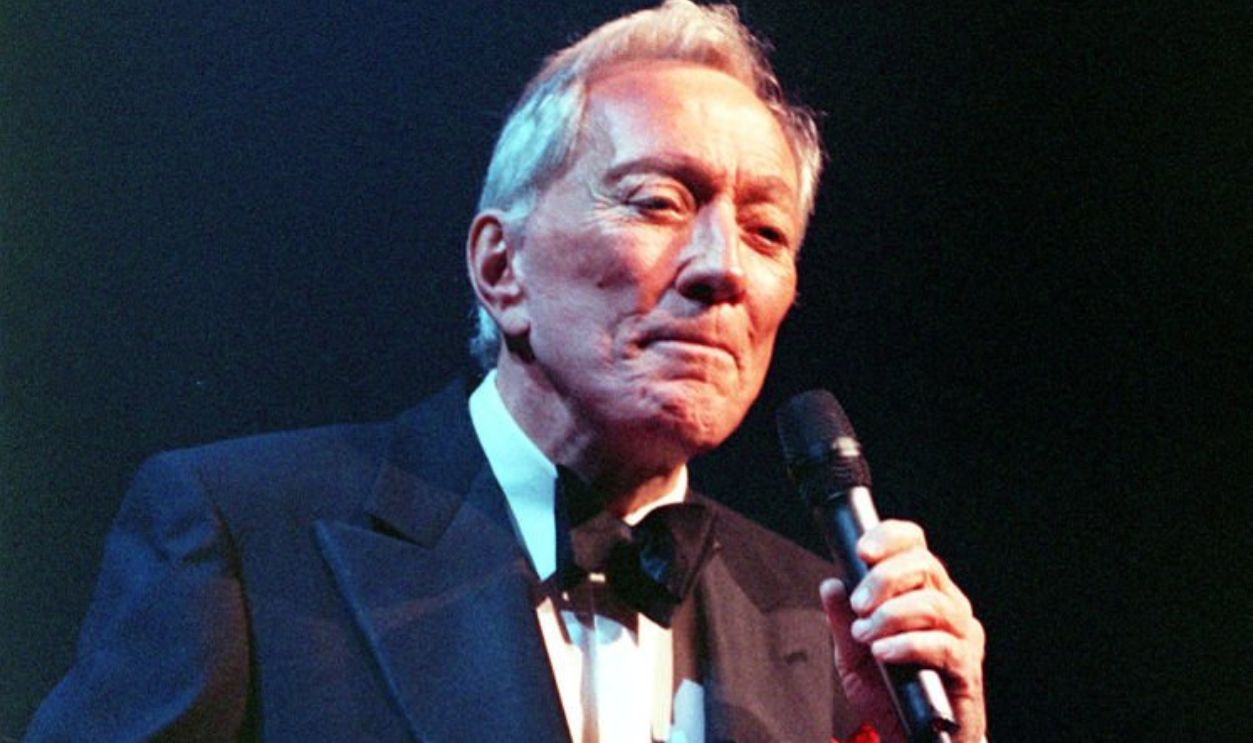 American singer Andy Wiliams performs on stage in London.