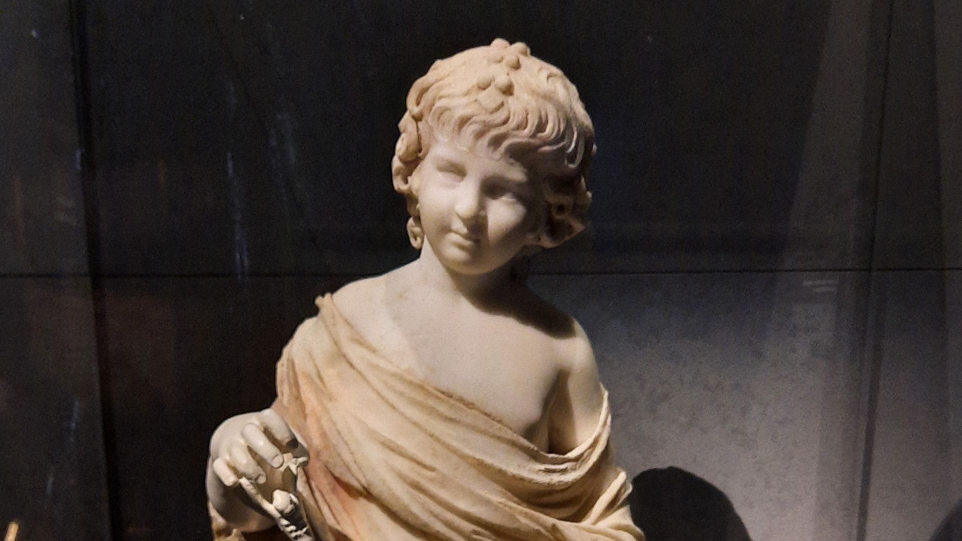 AD 63-68.
Marble.
Baiae, Italy.
Museo Archeologico dei Campi Flagrei nel Castello di Baia - Parco Archeologico dei Campi Flegrei - MiC.

This statue has a very similar hairstyle to Nero, it may have been an idealised portrait of Claudia Augusta, his daugh