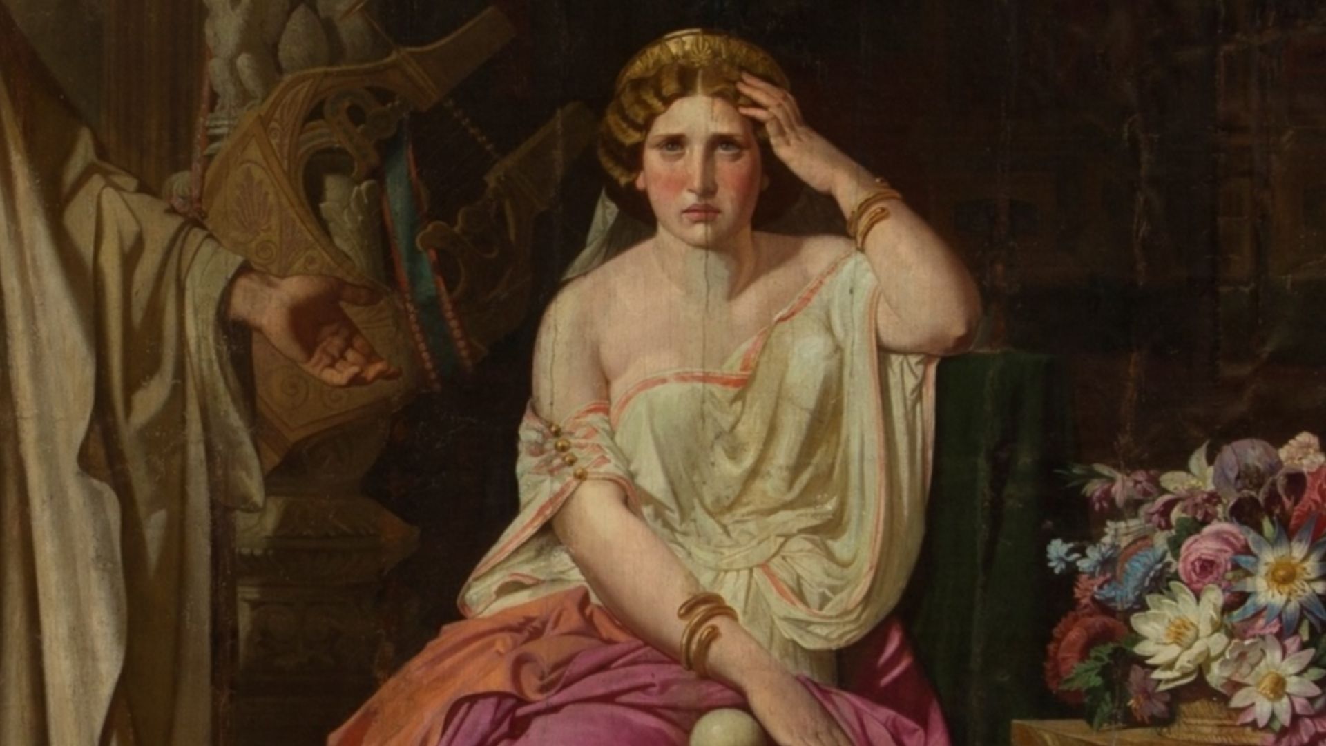 La obra representa al apóstol San Pablo siendo sorprendido por el emperador Nerón en el momento en que intentaba convertir al cristianismo a la emperatriz Popea Sabina.