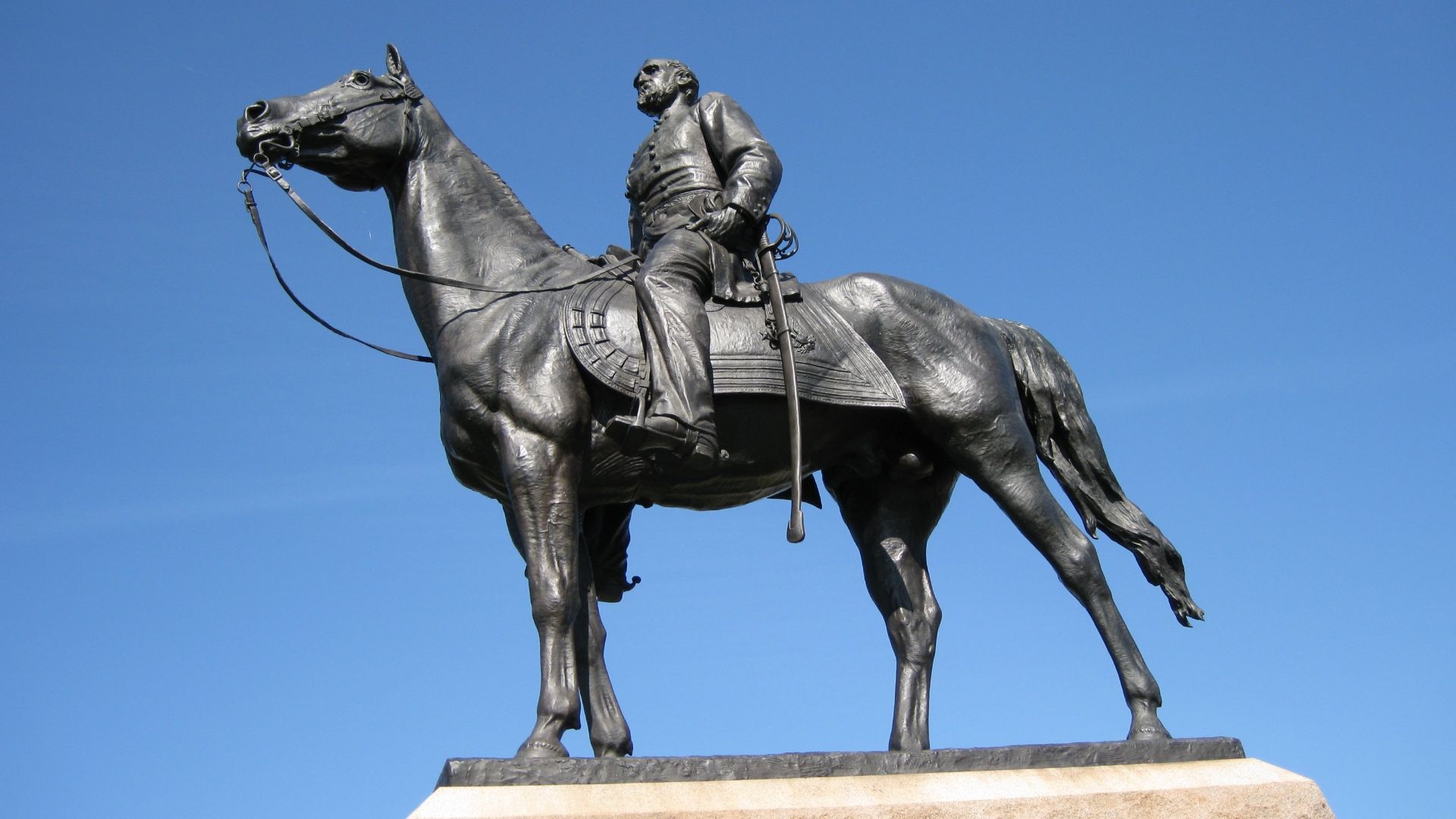 Statue of Major-General George Gordon Meade, the victorious general at the Battle of Gettysburg, by Henry Kirke Bush-Brown, w:Cemetery Ridge, 1896