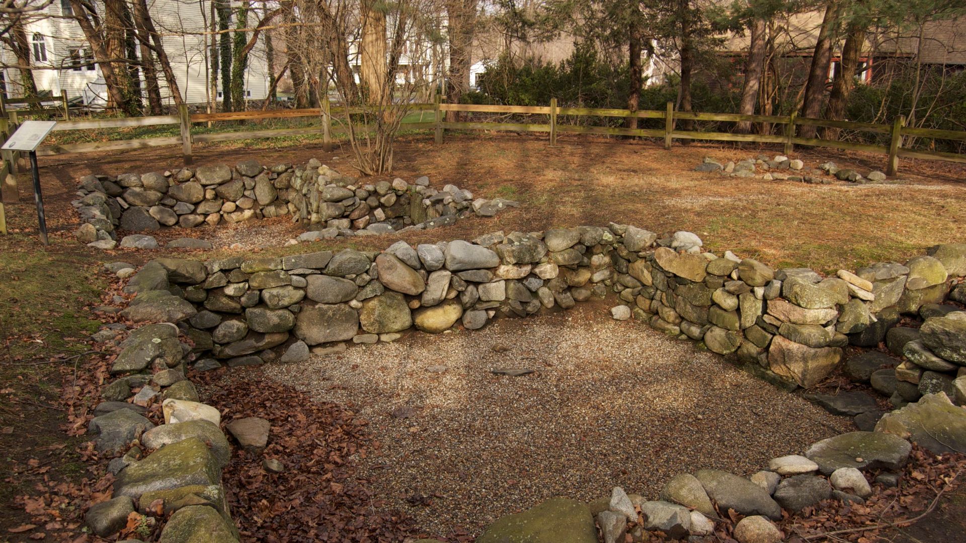 Archeological site in Danvers, Massachusetts, showing the foundations for buildings that were at the center of the Salem witch trials in 1692.