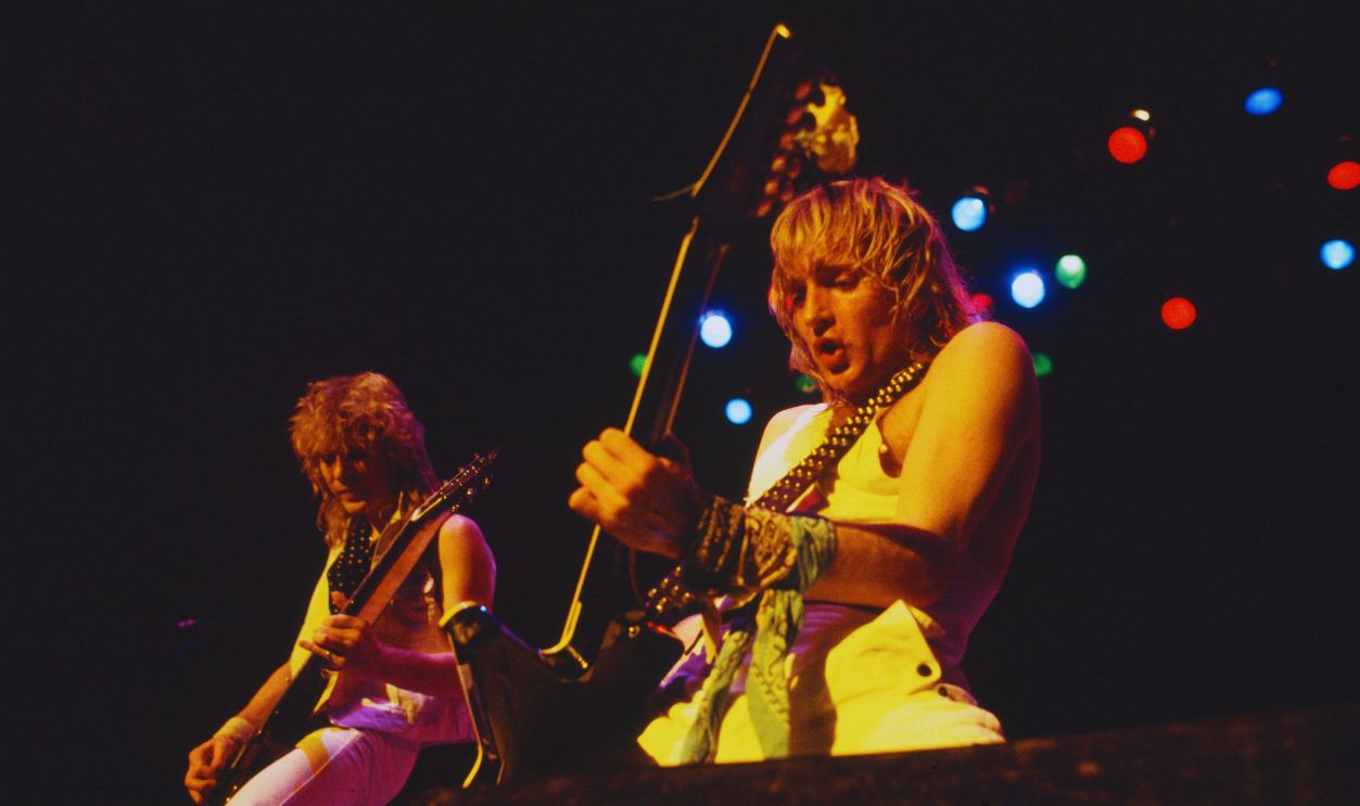 Gettyimages - 1904489557, Def Leppard Performs In Tokyo (L-R) Steve Clark (guitar), Phil Collen (guitar) of Def Leppard perform at Shibuya Kokaido in Tokyo on their first Japanese tour, 24th January 1984.