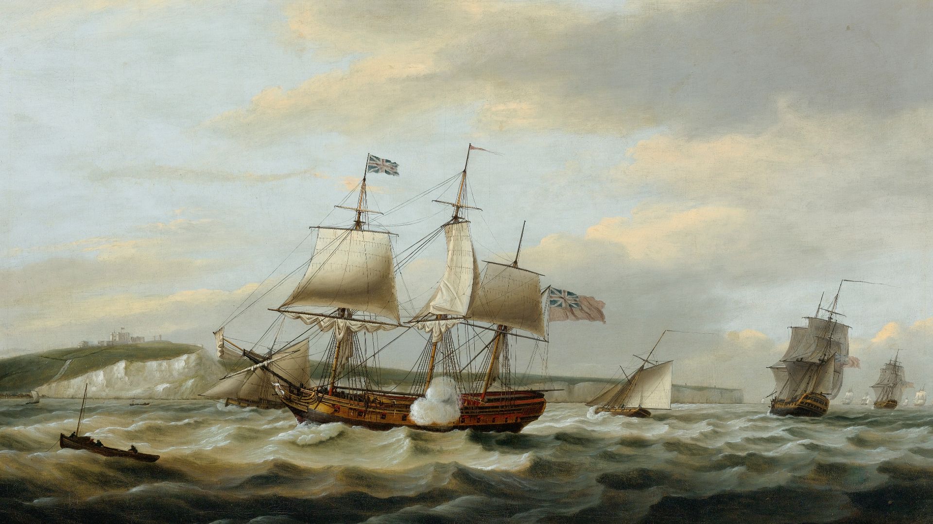 File:Thomas Luny - A merchant ship signaling for a pilot off the cliffs of Dover.jpg