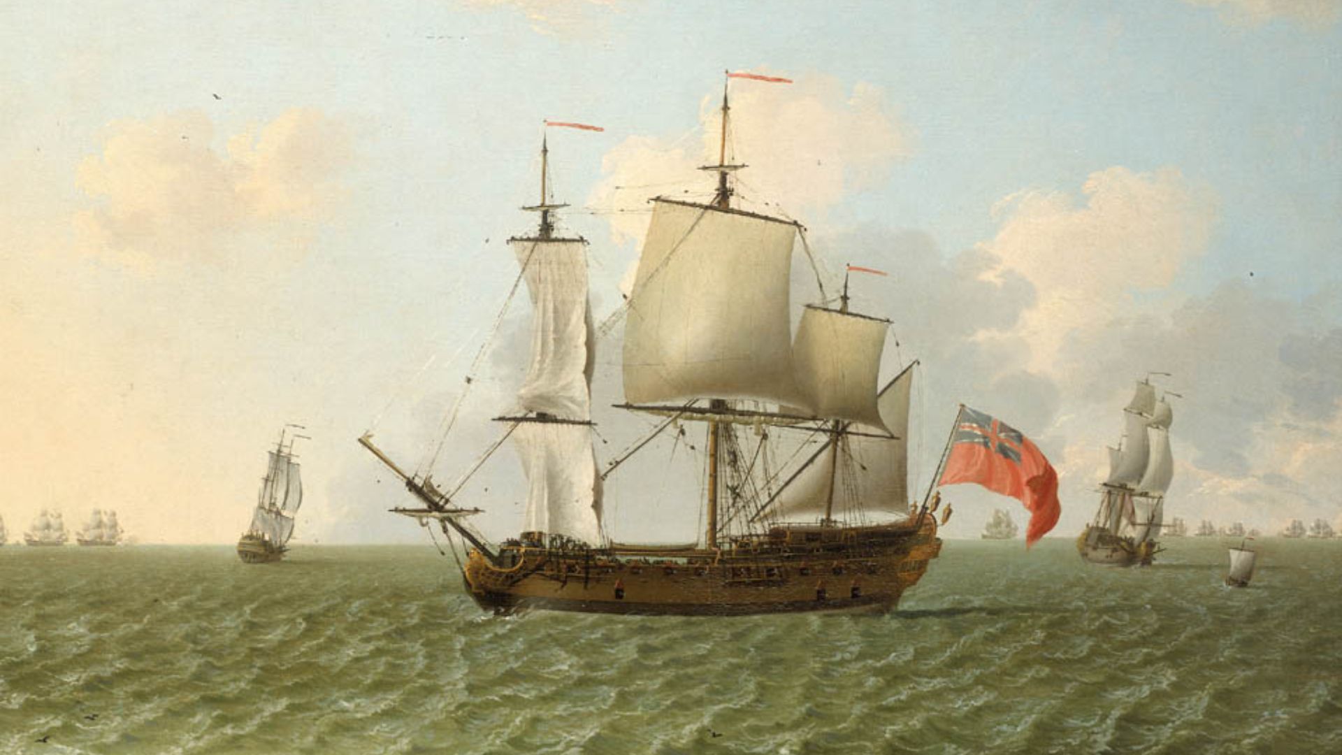 File:An East Indiaman in stays, with a fleet chase beyond RMG BHC1051.jpg