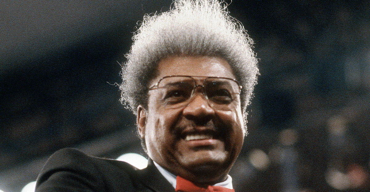 Boxing promoter Don King is seen in this portrait standing in the ring prior to the start of a boxing match circa 1990.