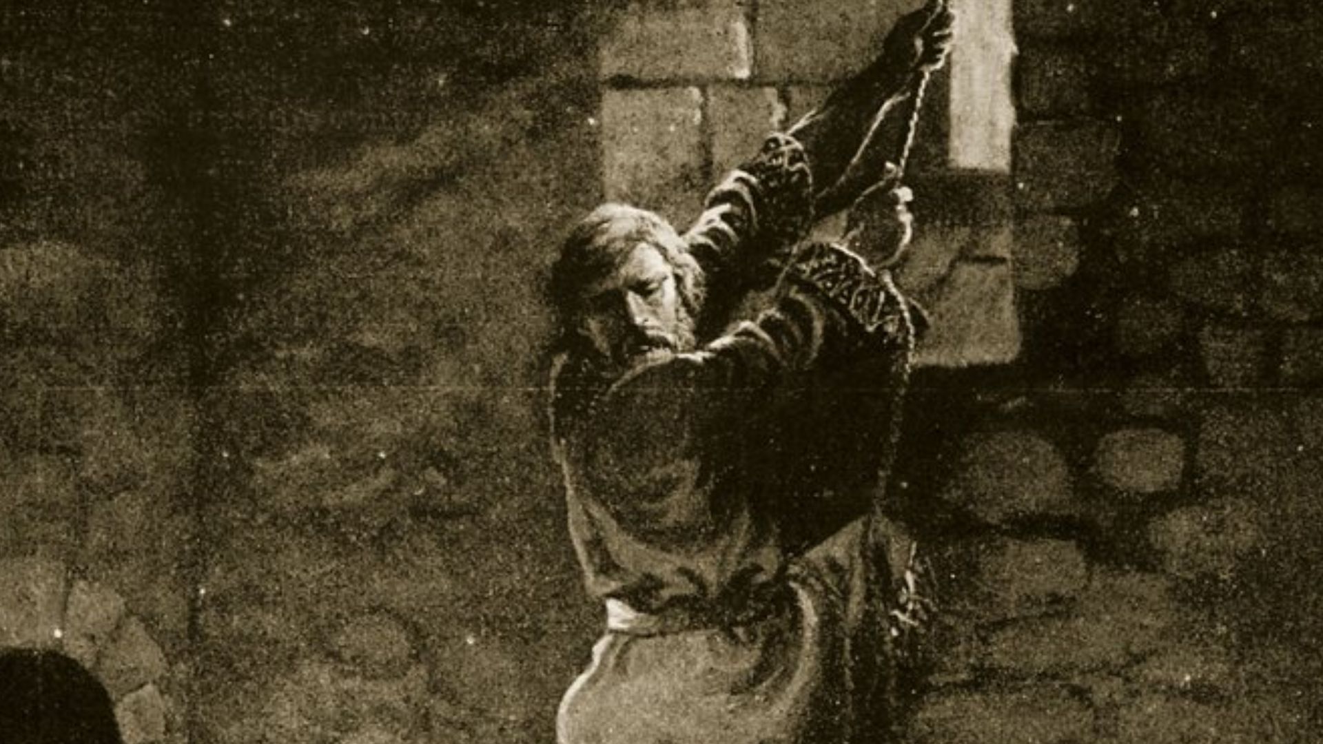 File:Henry Payne - The escape of Ralph Flambard from the Tower.jpg