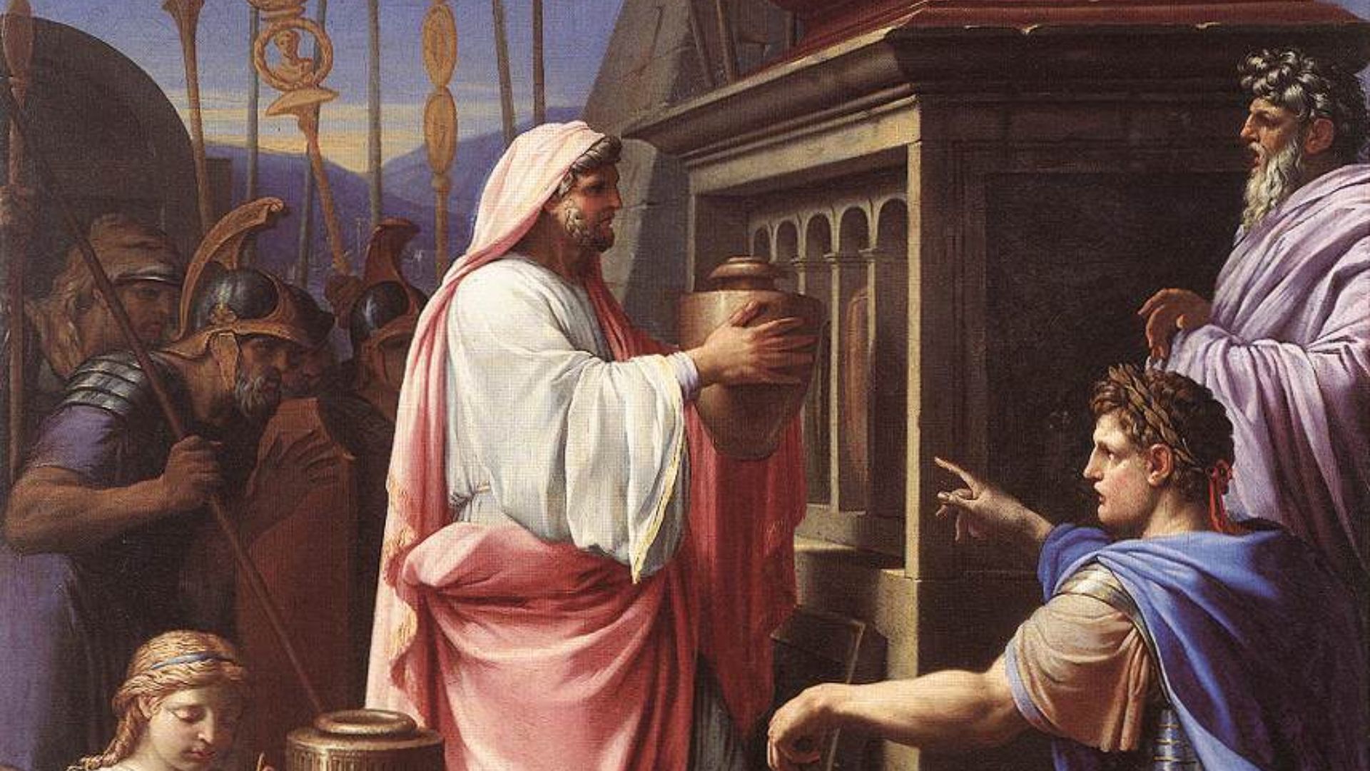 File:Eustache Le Sueur - Caligula Depositing the Ashes of his Mother and Brother in the Tomb of his Ancestors - WGA12607.jpg