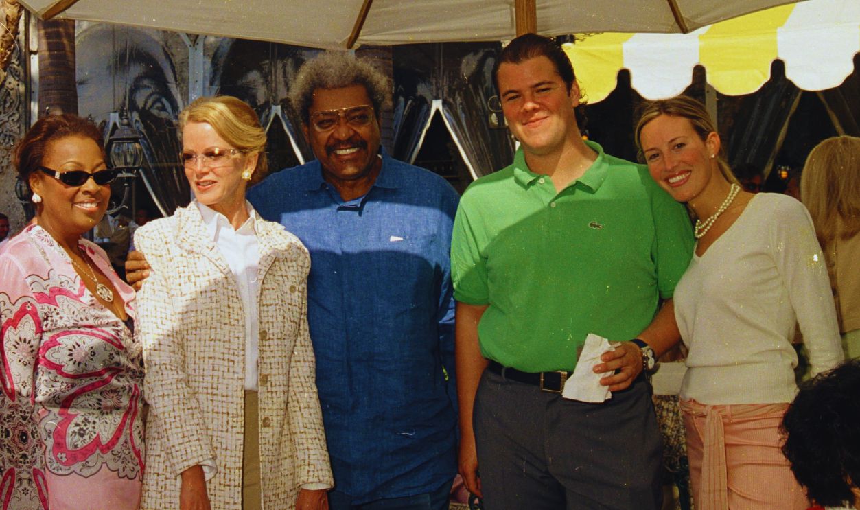 Gettyimages - 1272863347, Three Couples At Mar-A-Lago Portrait of married couples, real estate developer Robert Trump (1948 - 2020) (left) and Blaine Trump (third left) & Henrietta King (1923 - 2010) (second left) and boxing promoter Don King (third right), with (future married couple) Christopher Trump-Retchin (Blaine's son) & Raina Dieterle during an event at the Mar-a-Lago estate, Palm Beach, Florida, January 23, 2005. The event took place the day after the wedding of Donald & Melania Trump.