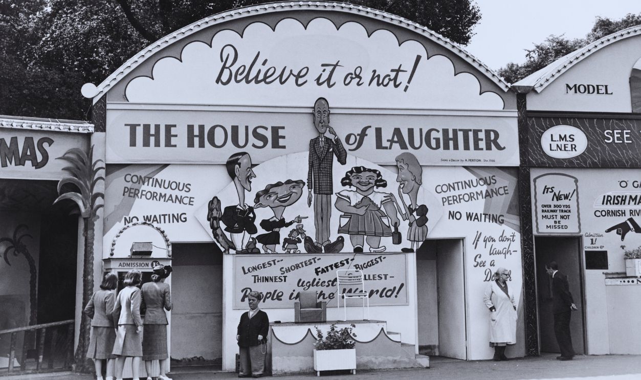 Gettyimages - 107142930, Believe It Or Not circa 1951: The House of Laughter at the Festival Pleasure Gardens in Battersea Park, London, built for the Festival of Britain.