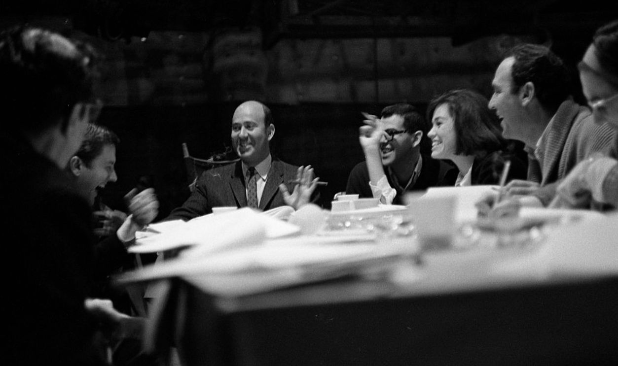  LOS ANGELES - DECEMBER 2: The cast and crew of the The Dick Van Dyke Show conduct a table read of the script on December 2, 1963 in Los Angeles, California.