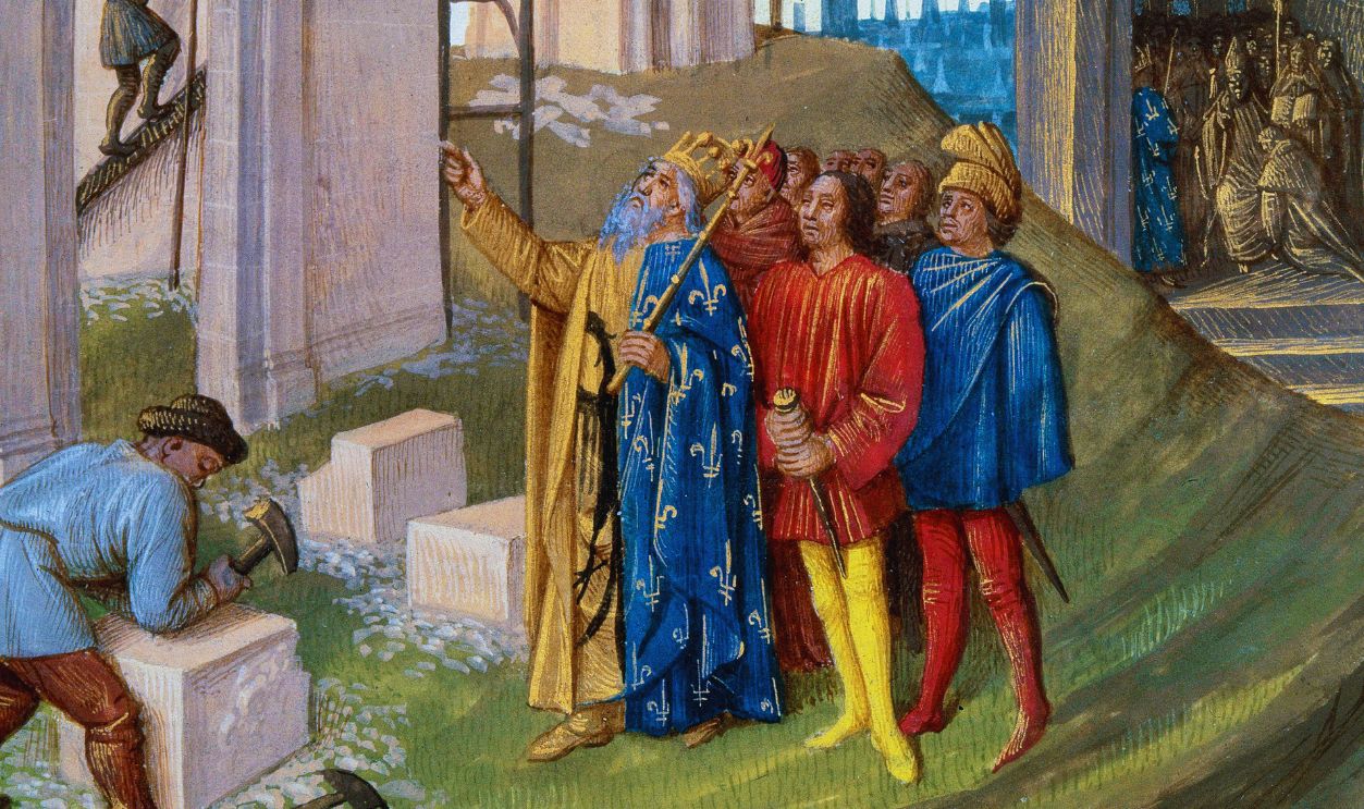 Gettyimages - 587494532, The construction of the palace of Aachen by Charlemagne The construction of the palace of Aachen (Aix-la-Chapelle) (796-805) by Charlemagne (742-814) overseeing the site. On the right, Pepin the Hunchback (770-811) forced to become a monk. Miniature from 