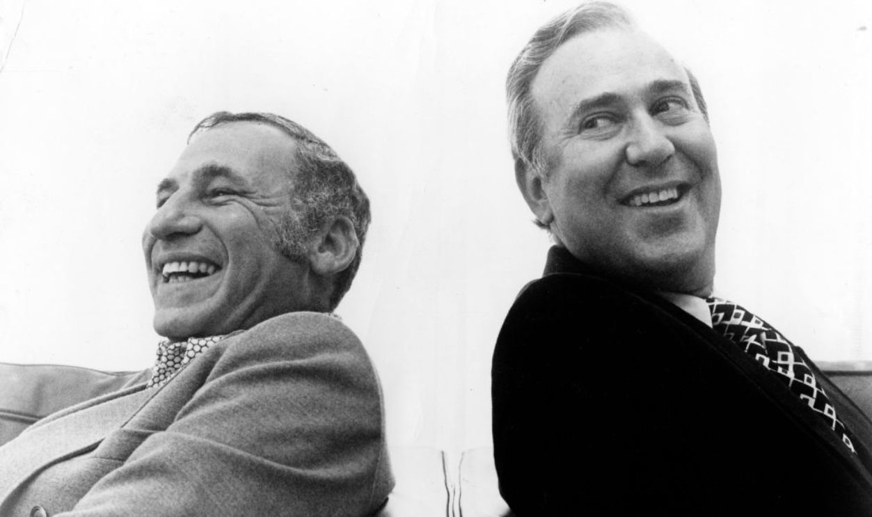 1974: Actors Mel Brooks and Carl Reiner pose for a publicity portrait for their program 