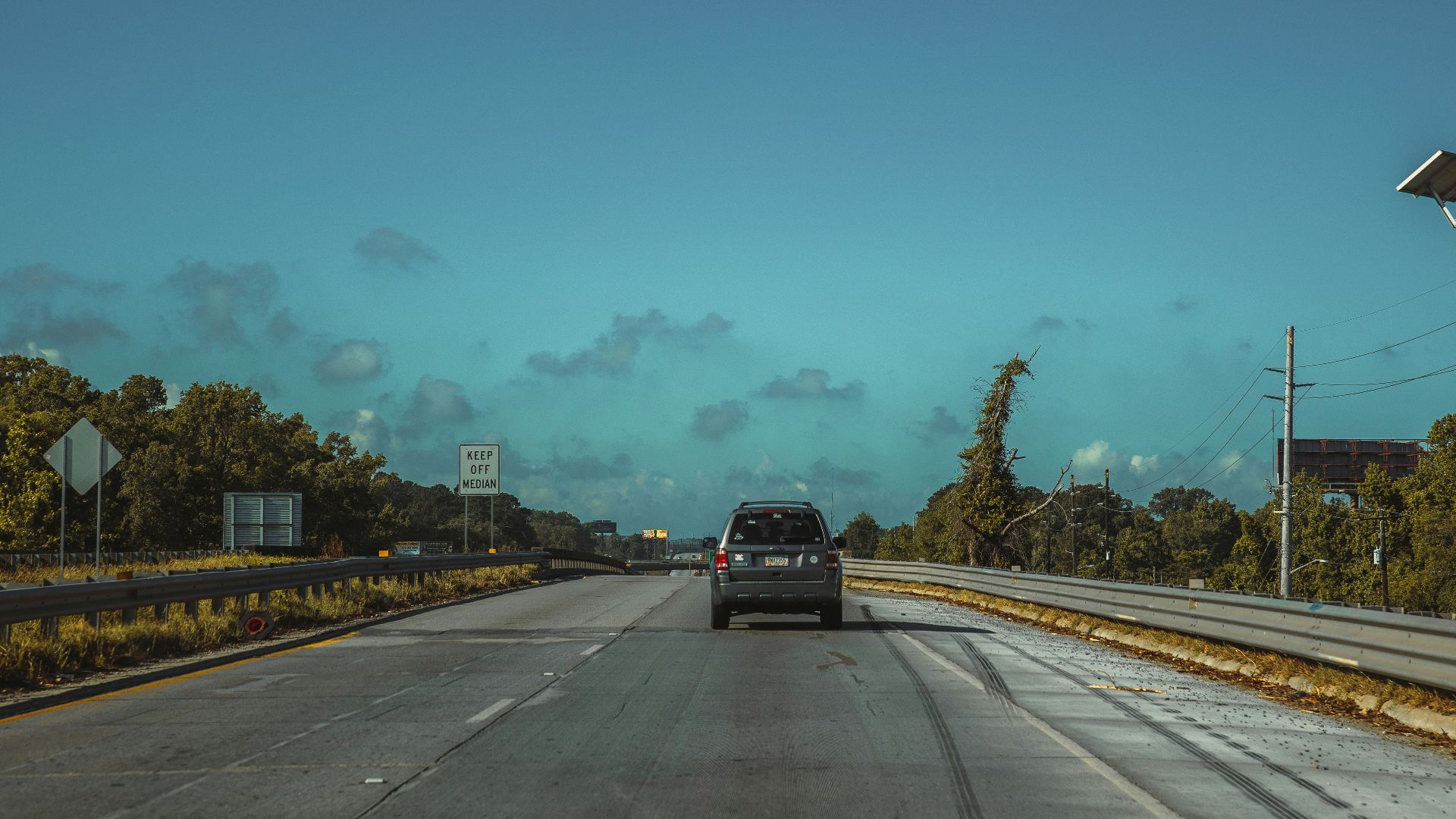 a car driving down a road