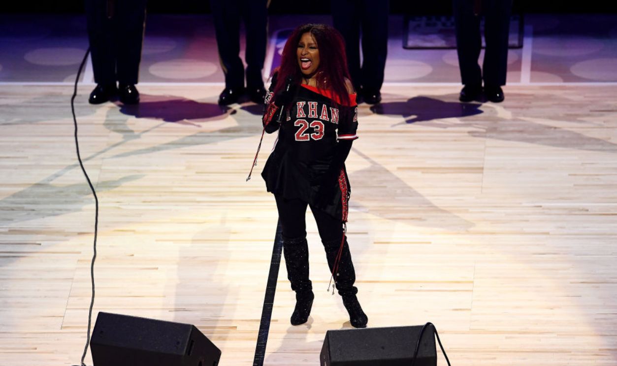 CHICAGO, ILLINOIS - FEBRUARY 16: Chaka Khan sings the United States national anthem before the 69th NBA All-Star Game at the United Center on February 16, 2020 in Chicago, Illinois.