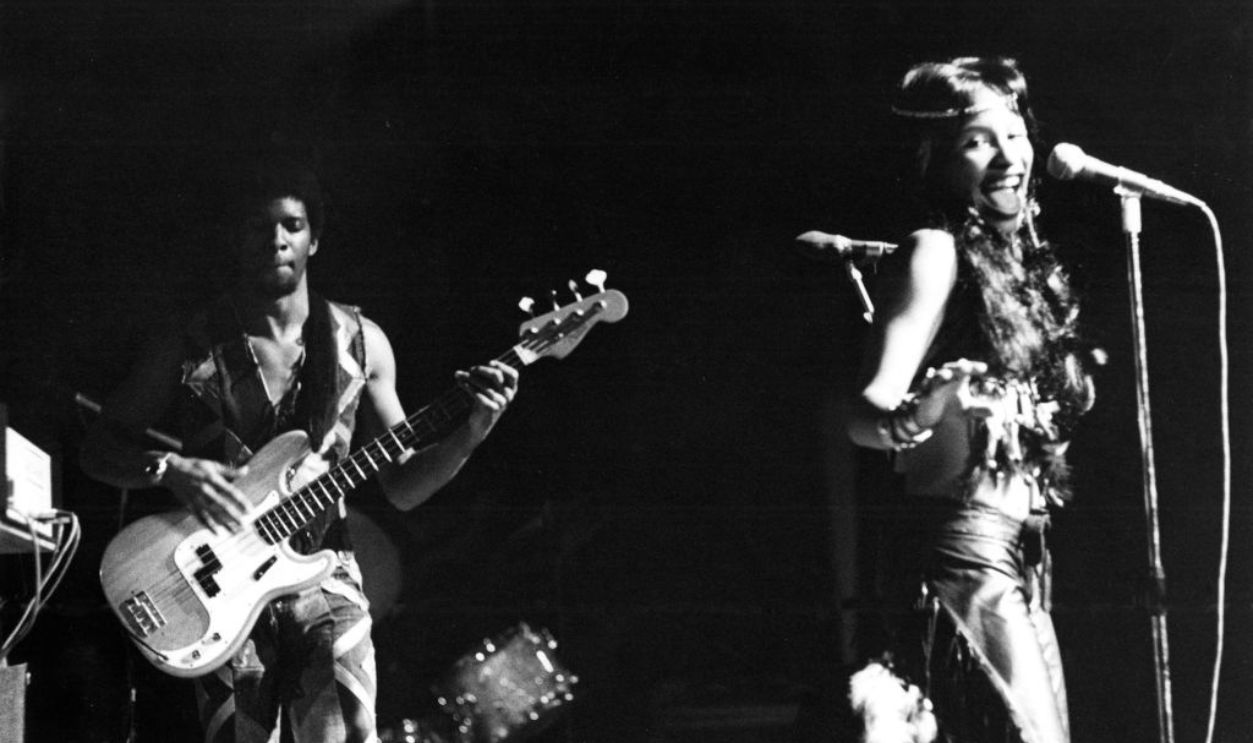 AMSTELVEEN, NETHERLANDS - circa 1976: American funk band Rufus featuring singer Chaka Khan (right) perform live on stage in Amstelveen, Netherlands circa 1976.