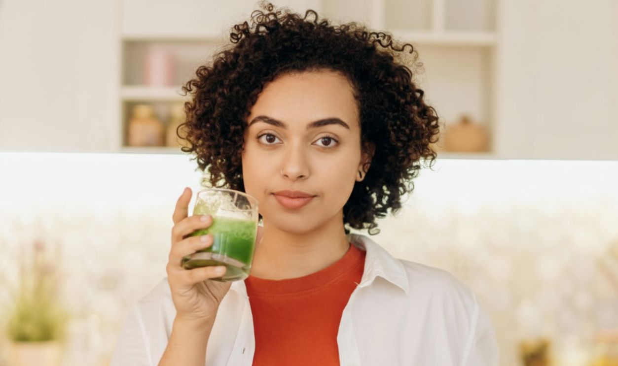 Woman drinking juice 