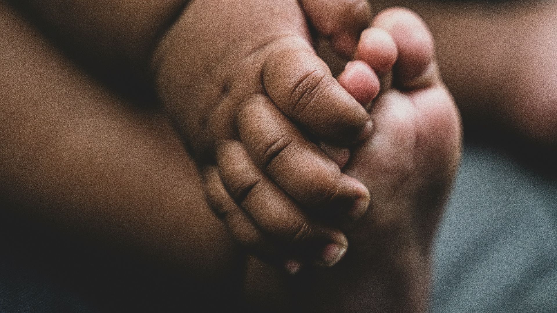 person holding babys feet