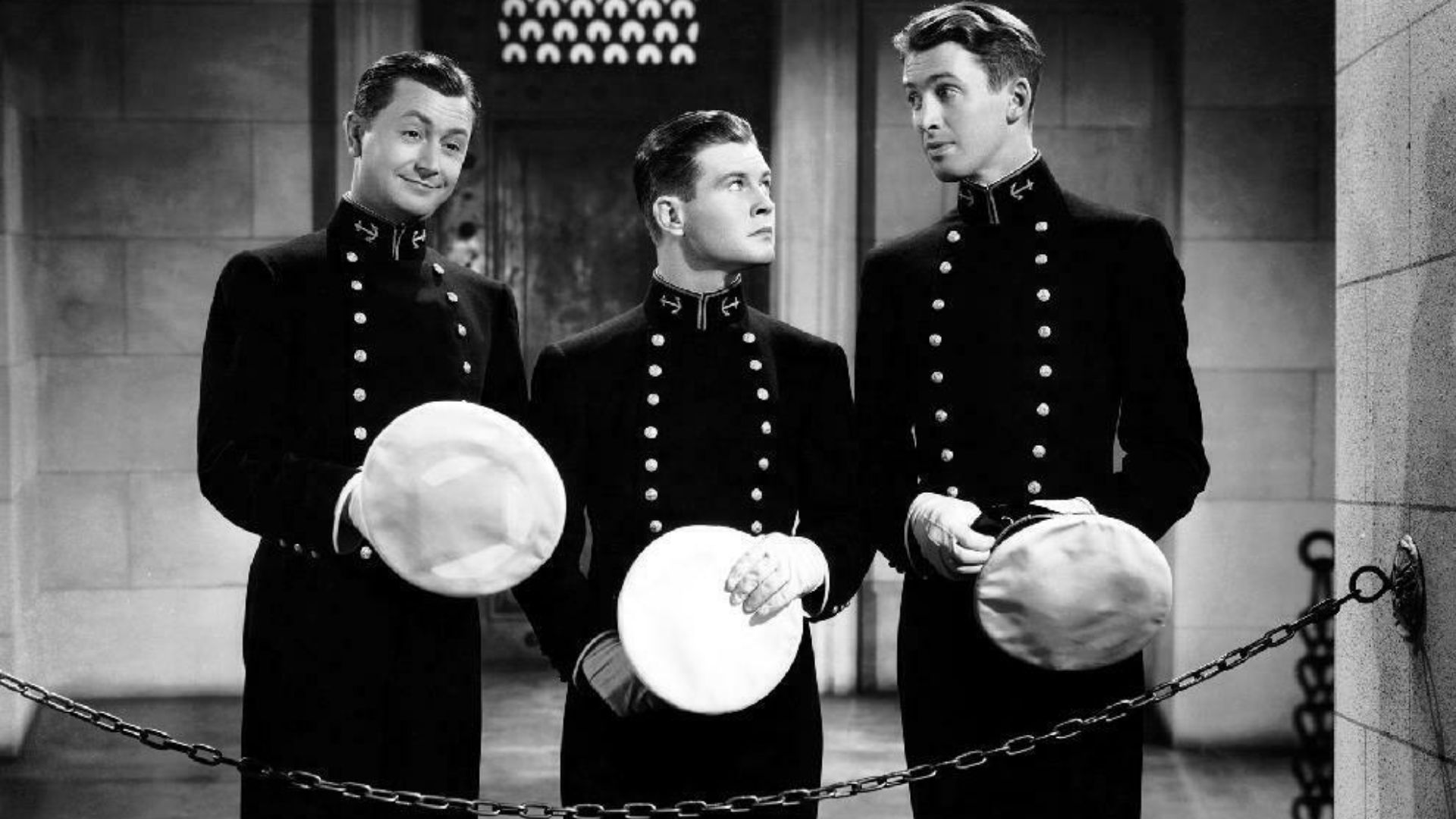 File:Robert Young, Tom Brown, James Stewart Navy Blue and Gold 1937.jpg