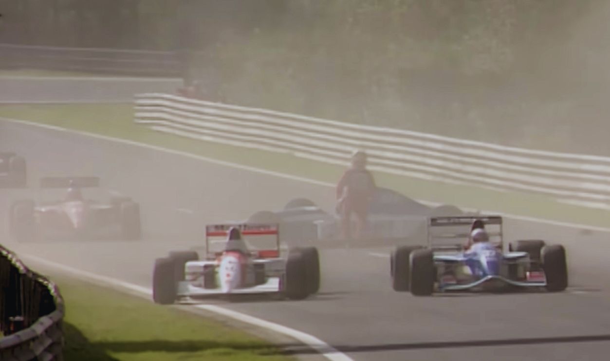 Screenshot from Ayrton Senna Saves Erik Comas | 1992 Belgian Grand Prix 