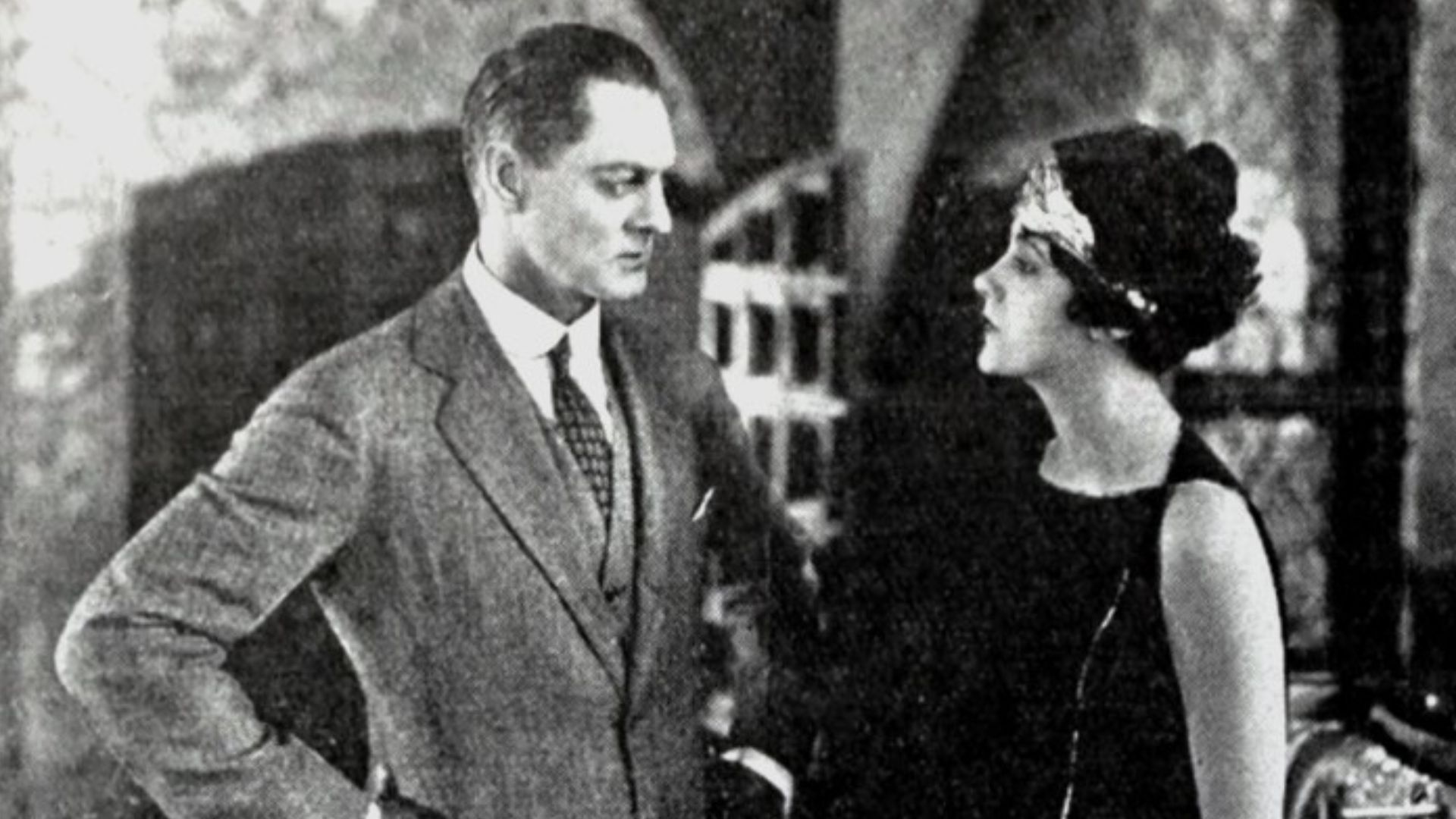Still from the American drama film The Eternal City (1923) with Lionel Barrymore and Barbara La Marr, on page 2 of the December 7, 1923 Film Daily.