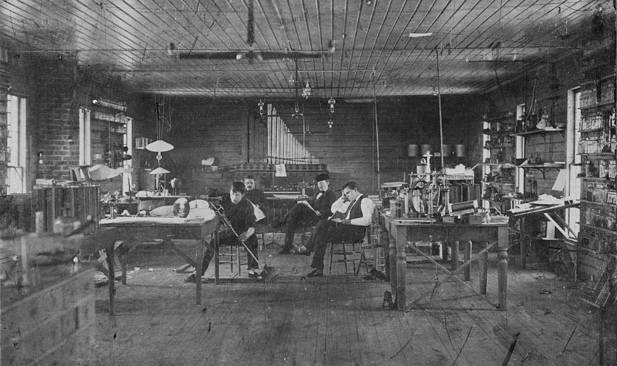 From left to right: George Hill, E.T. Hughes, S.D. Mott, Francis Jehl. 