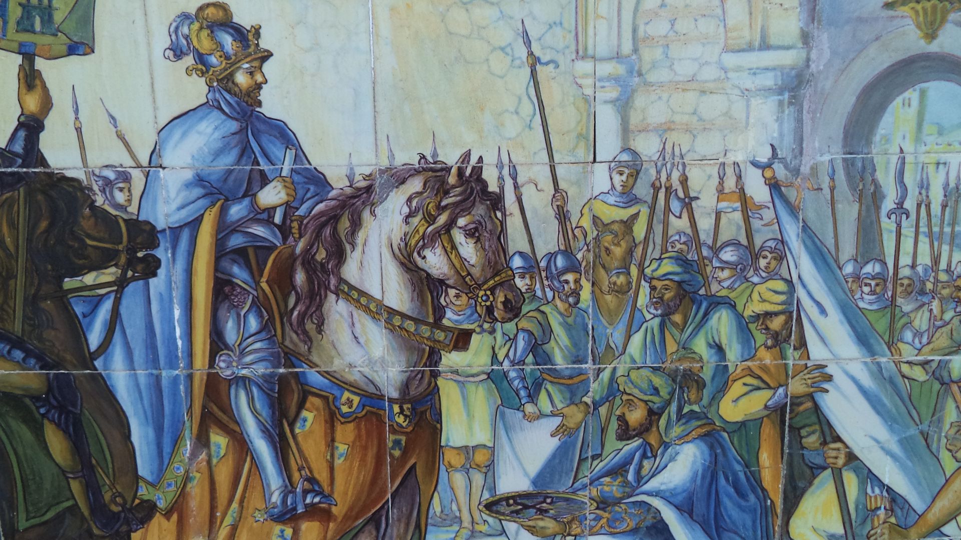 Alfonso VI conquista Toledo el 25 de mayo de 1085. Banco de la Plaza de España de Sevilla