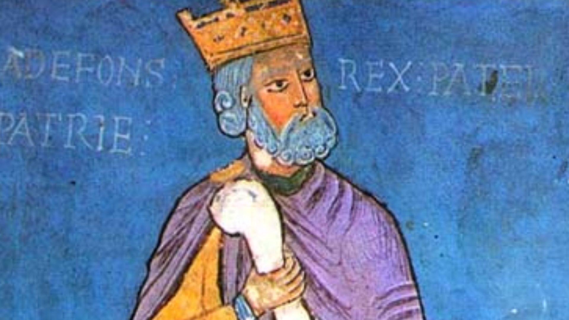 Miniature representing King Alfonso VI of León (C.E.1047-1109). It is part of the Tumbo A of the cathedral of Santiago de Compostela.