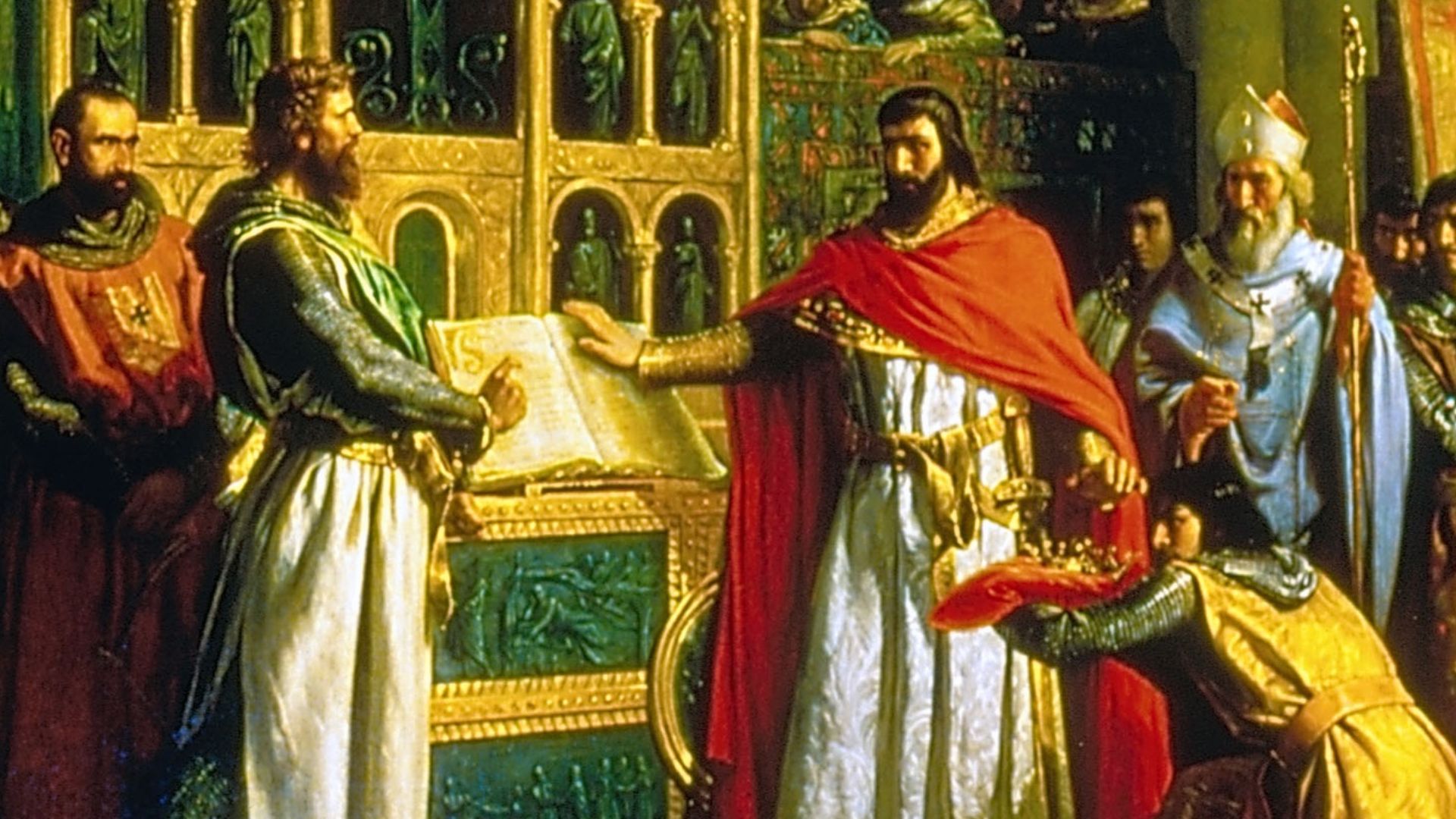 Lienzo que representa la Jura de Santa Gadea, acontecimiento supuestamente histórico ocurrido en el año 1072, y en la que Alfonso VI, rey de Castilla y León, hubo de jurar en la iglesia de Santa Gadea de Burgos, ante Rodrigo Díaz de Vivar, llamado «el Cid Campeador», que no había tomado parte en el asesinato de su hermano, el rey Sancho II de Castilla, quien fue asesinado ante los muros de la ciudad de Zamora en 1072.