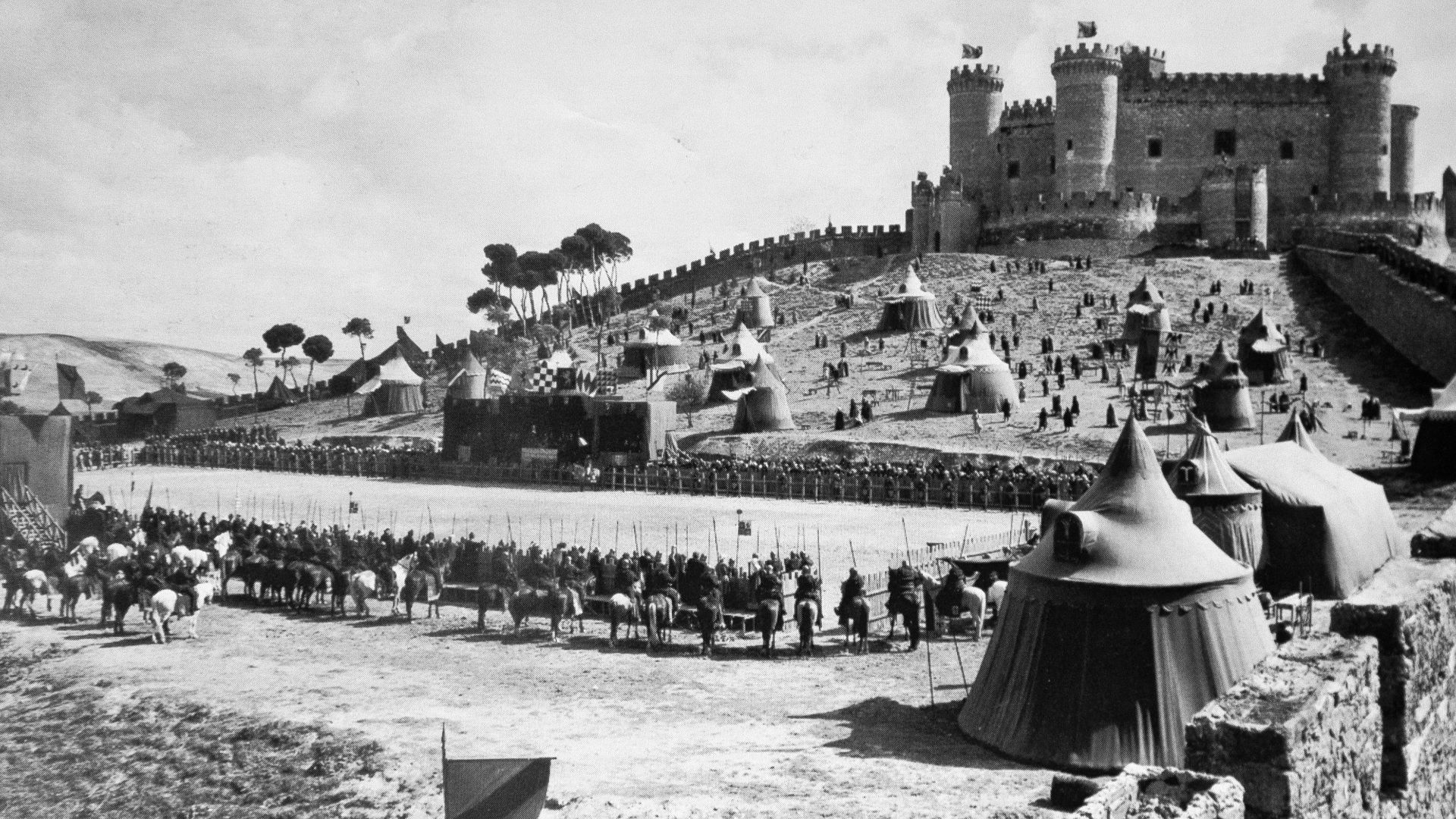 Rodaje de la película El Cid en el Castillo de Belmonte