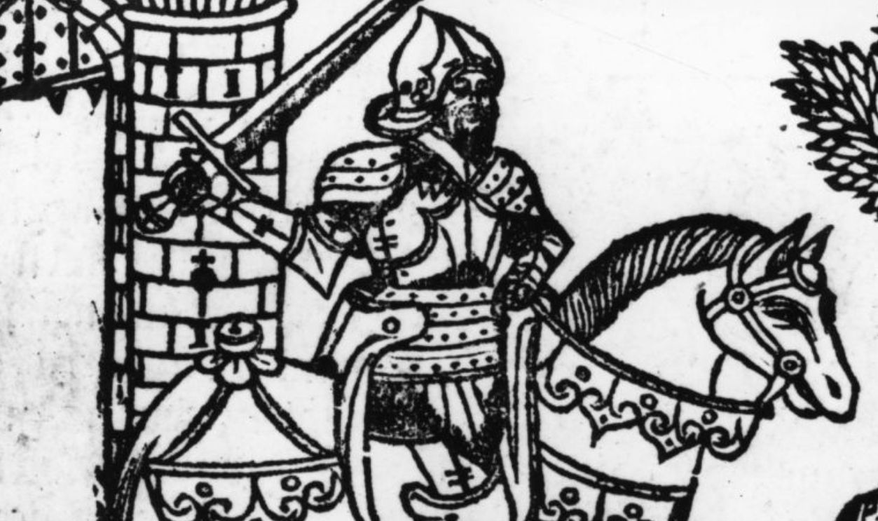 Circa 1090, Spanish hero El Cid, (c1043 - 1099), popular name of Rodrigo Diaz de Vivar. Original Artwork: Woodcut of 1541 