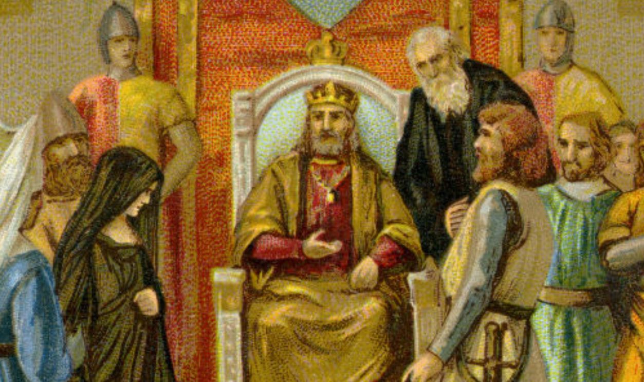 Don Sanchez offers to fight Don Rodrigo as Chimene's champion (Act 4 scene 5). Le Cid / El Cid, play by Pierre Corneille. Liebig collectors' card 1936