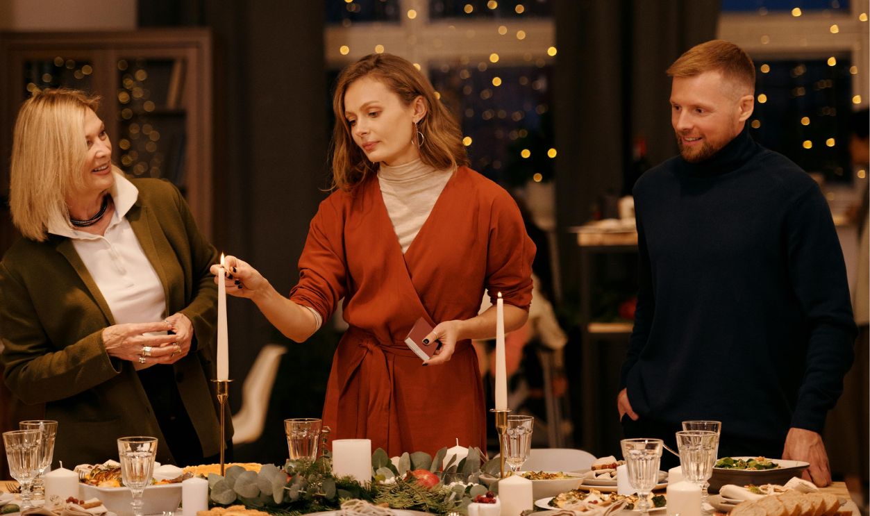 Family Preparing for Christmas Dinner