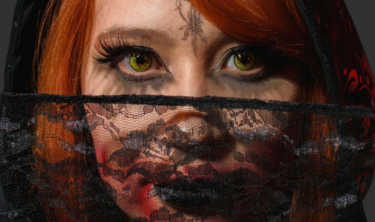 Portrait of Woman with Dyed Red Hair