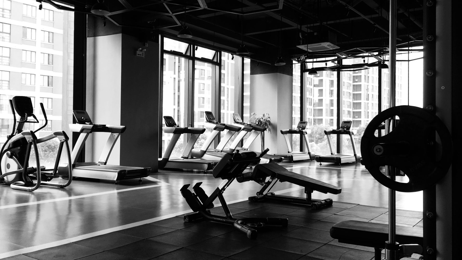 gym equipment inside room
