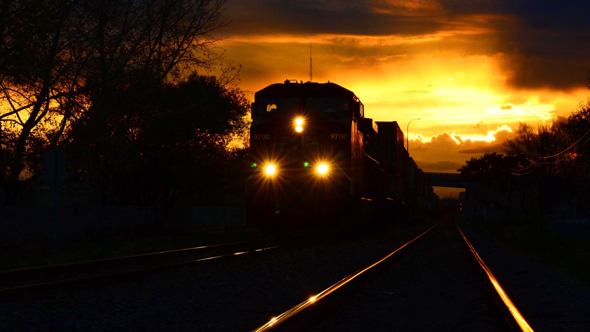 train at sunset