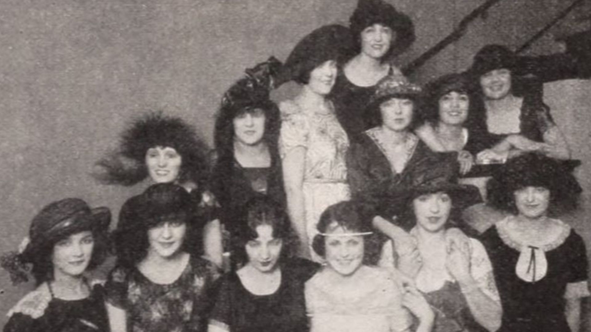 The Stars of Tomorrow selected for the Western Motion Pictures Advertisers Frolic on March 25, 1922, from left, front row, Mary Philbin, Patsy Ruth Miller, Bessie Love, Louise Lorraine, Helen Ferguson, Kathryn McGuire; upper row, Pauline Starke, Marion Aye, Jacqueline Logan, Claire Windsor, Colleen Moore, Lila Lee, and Lois Wilson; on page 41 of the March 18, 1922 Exhibitors Herald.