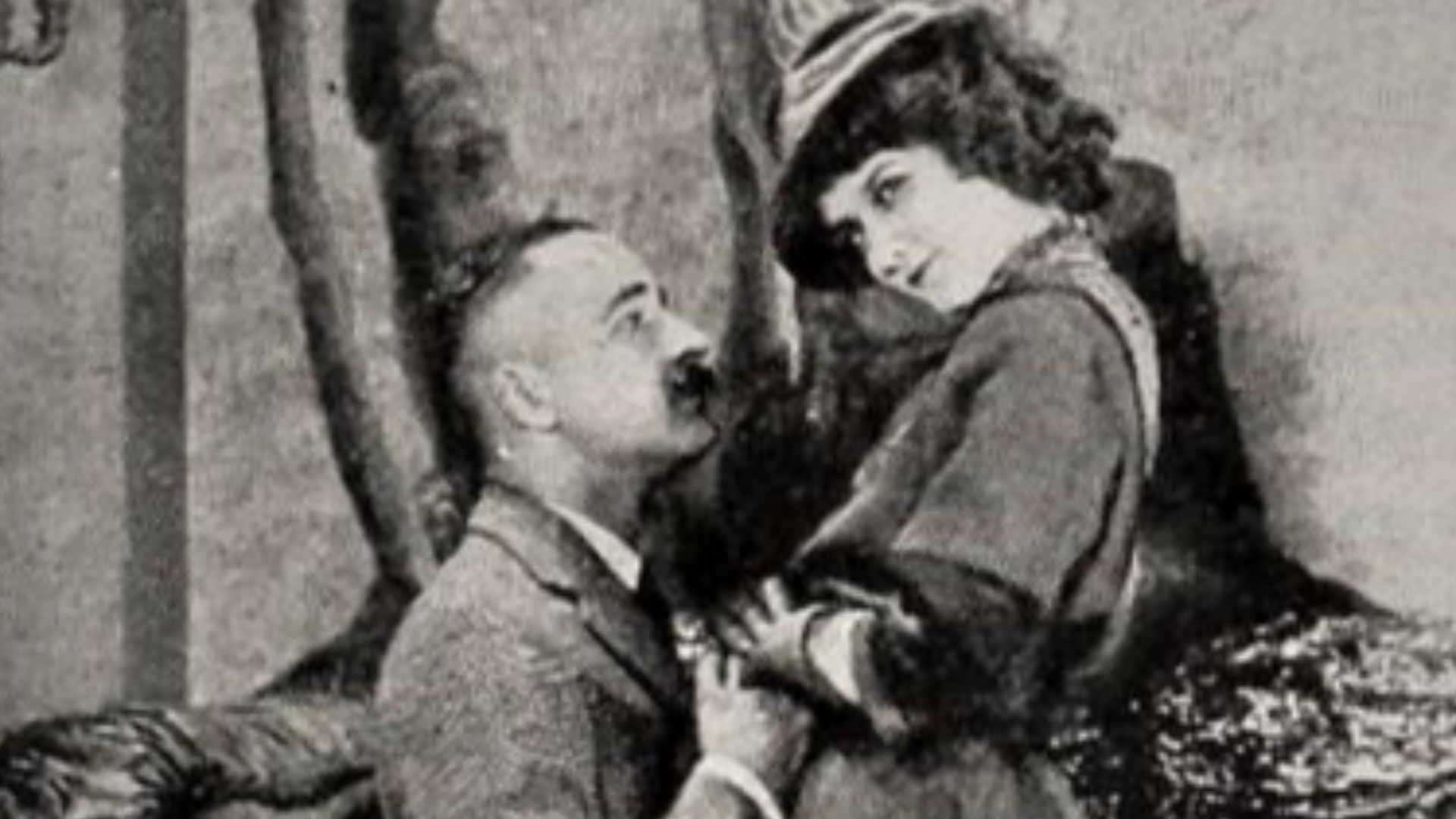 Still from the American film Merry-Go-Round (1923) with Mary Philbin and Norman Kerry, on page 31 of the April 19, 1924 Exhibitors Trade Review.