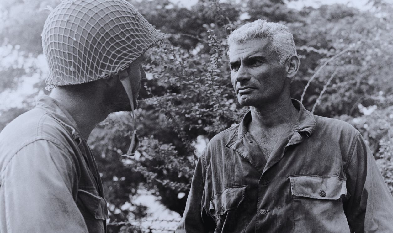 Gettyimages - 88368325, Merrill's Marauders American actor Jeff Chandler (1918 - 1961) as Brigadier General Frank D. Merrill and Ty Hardin as 2nd Lieutenant Lee Stockton in a scene from the film 'Merrill's Marauders', 1962. The movie was filmed on location in the Philippines. 